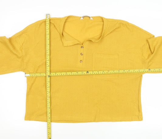 Apricot Women’s Yellow Long Sleeve Collared Button-Up Knit Top Size 14