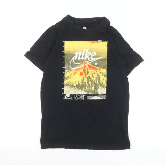 Nike Teens Black Graphic Short Sleeve Cotton T-Shirt