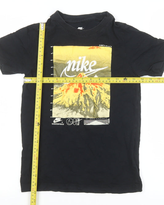 Nike Teens Black Graphic Short Sleeve Cotton T-Shirt