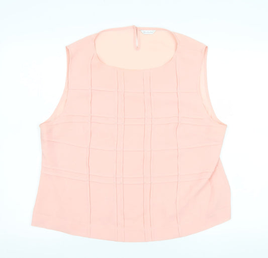 Berkertex Women Pink Chiffon Pleated Sleeveless Blouse Size 20