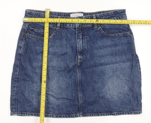 Fat Face Women Blue Denim Cotton Mini Skirt Size 14