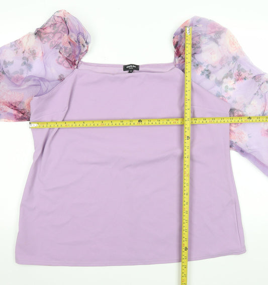 Simply Be Women's Purple Floral Puff Sleeve Tunic Blouse Size 20