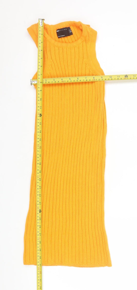 ASOS DESIGN Women’s Yellow Ribbed Knit Bodycon Midi Dress Size 6