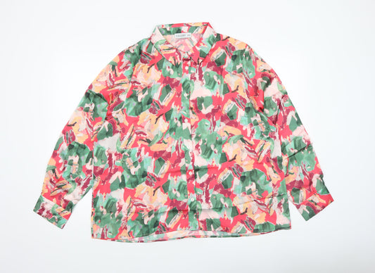 Additional front view of Gallery Women's Multicoloured Long Sleeve Button-Up Shirt UK 20