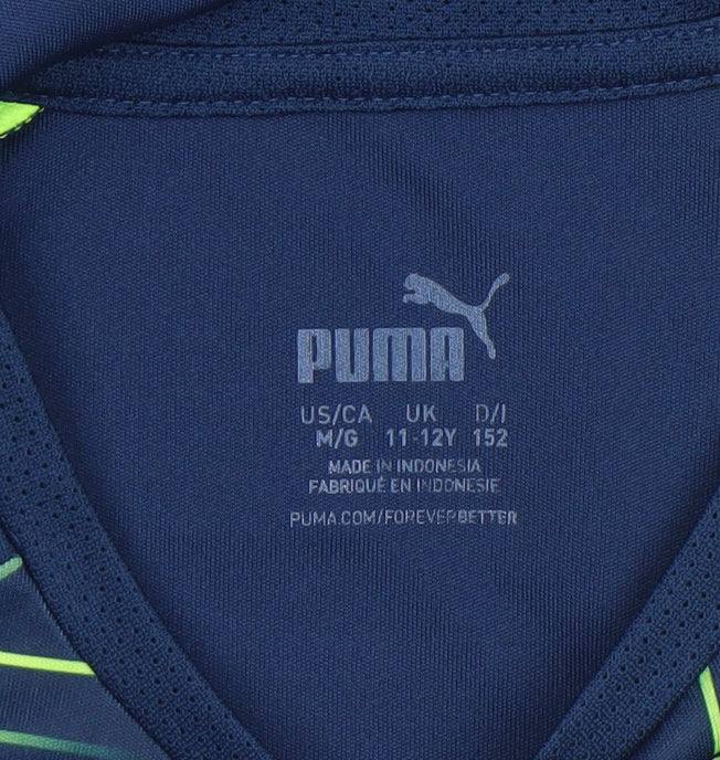 Additional view of Puma boys’ blue geometric sports t-shirt 11-12 years lightweight quick dry