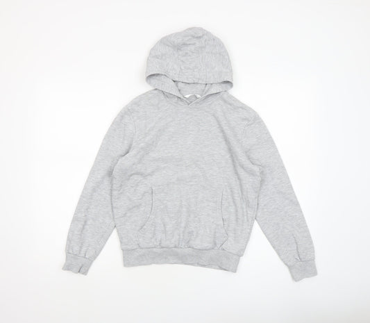 Marks & Spencer Boys Grey Marl Pullover Hoodie Age 11-12 Years Cotton Blend