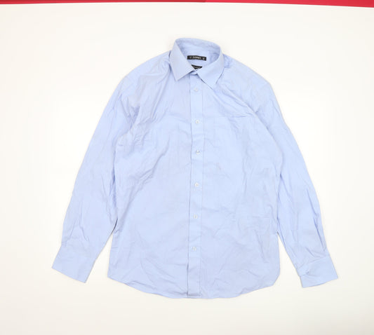 Additional front view of Dunnes Men’s Blue Regular Fit Long Sleeve Formal Dress Shirt 15” Collar