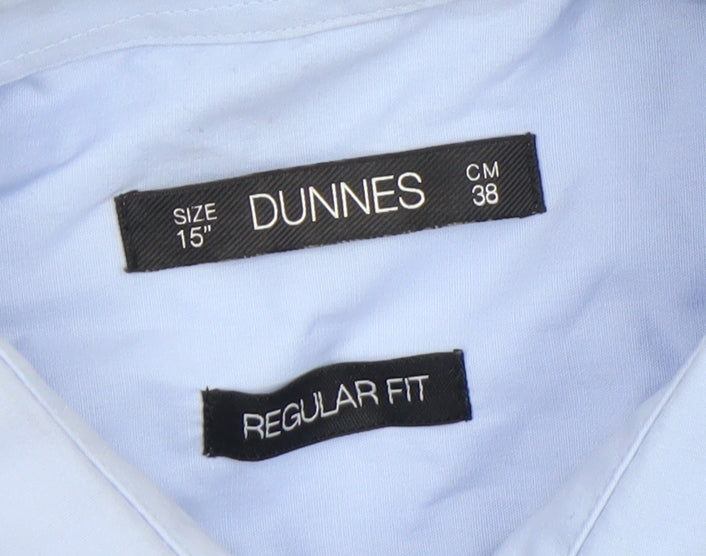 Additional view of Dunnes Men’s Blue Regular Fit Long Sleeve Formal Dress Shirt 15” Collar