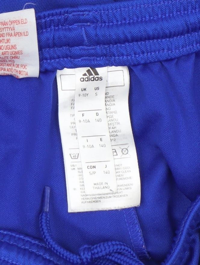 Adidas Boys Blue Athletic Football Shorts 9-10 Years Lightweight Activewear