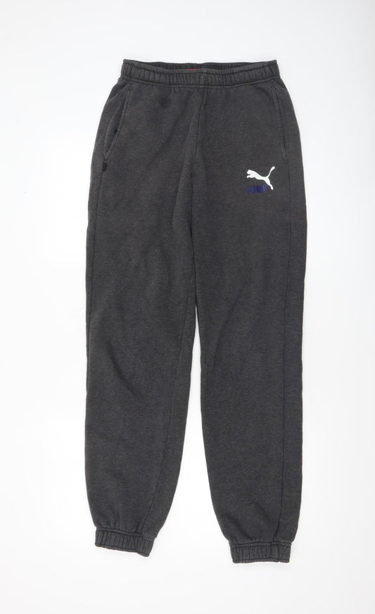 Additional front view of Puma Men's Black Jogger Sweatpants, size S, Elastic Waist Pockets