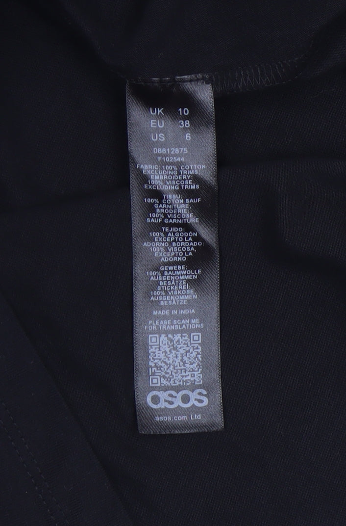 ASOS Women Black Size 10 Embroidered Dragon Floral T-Shirt Dress