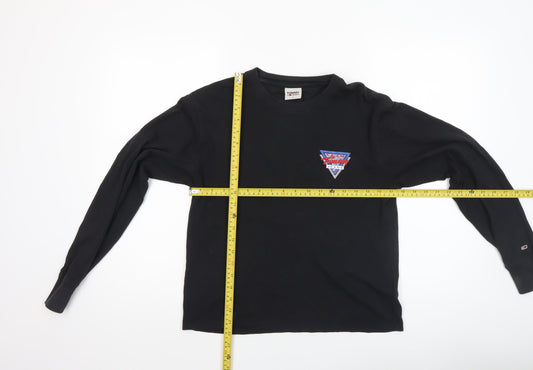 Tommy Jeans Women's Black Long Sleeve Crew Neck Cotton T-Shirt S