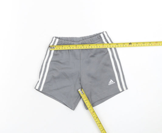 adidas Unisex Baby Grey Cotton Shorts 18-24 Months Elastic Waist