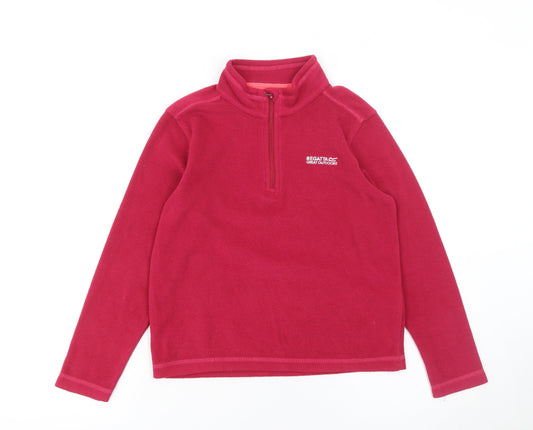 Additional front view of Regatta girls’ red fleece 1/2 zip pullover sweatshirt 9-10 years