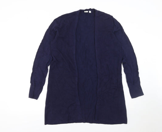 Gap Women Blue Cotton Long Sleeve Open Front Cardigan Size S