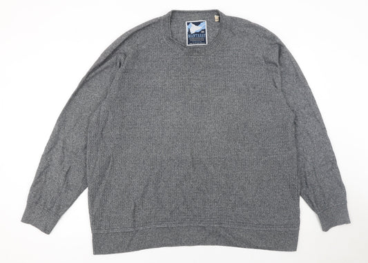 Additional front view of Mantaray men’s grey 2xl cotton crew neck waffle knit jumper