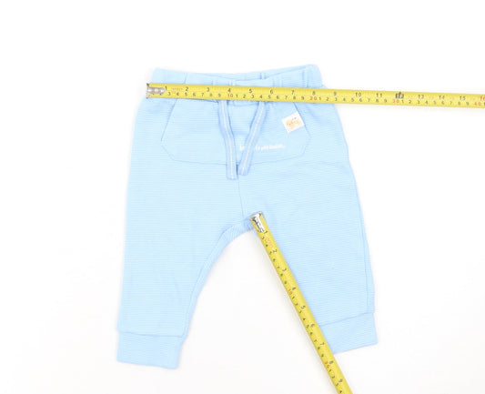 Dunnes Unisex Baby Blue Jogger Trousers 6-9 Months Soft Cotton Blend