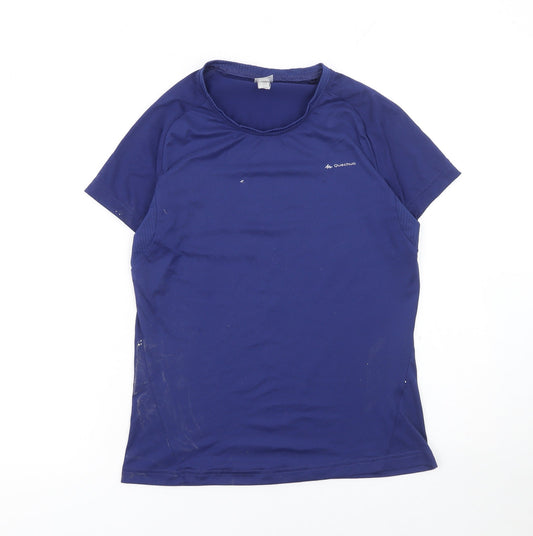 Additional front view of Quechua boys’ blue short sleeve hiking active t-shirt, size 14-15, years