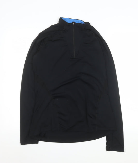 Additional front view of Asics Women's Black Long Sleeve 1/4 Zip Pullover Sweatshirt, size S