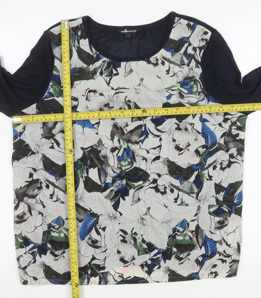 Warehouse Womens Multicoloured Floral Long Sleeve Blouse Size L