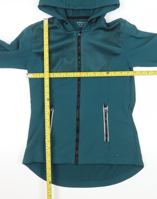 Workout Women’s Green Size 6 Windbreaker Hooded Active Jacket