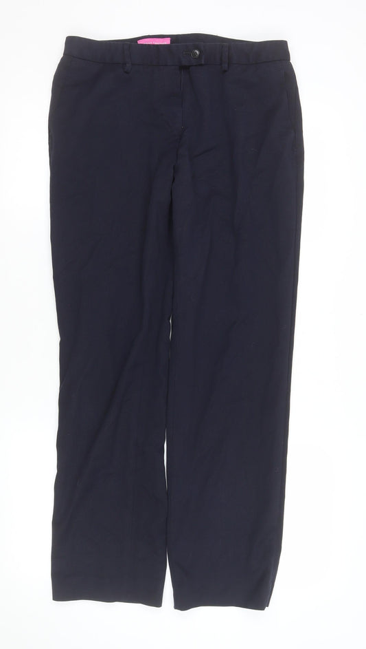 Additional front view of Brook Taverner women’s blue regular fit dress trousers 12l
