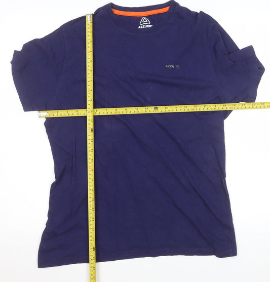 Azzurri Blue 100% Cotton Basic Crew Neck T-Shirt L Unisex