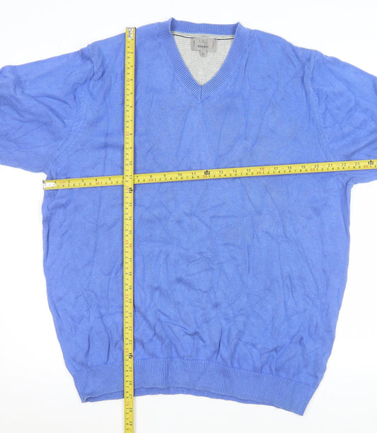 Marks and Spencer Men's Blue V-Neck Regular Fit XL Knit Sweatshirt