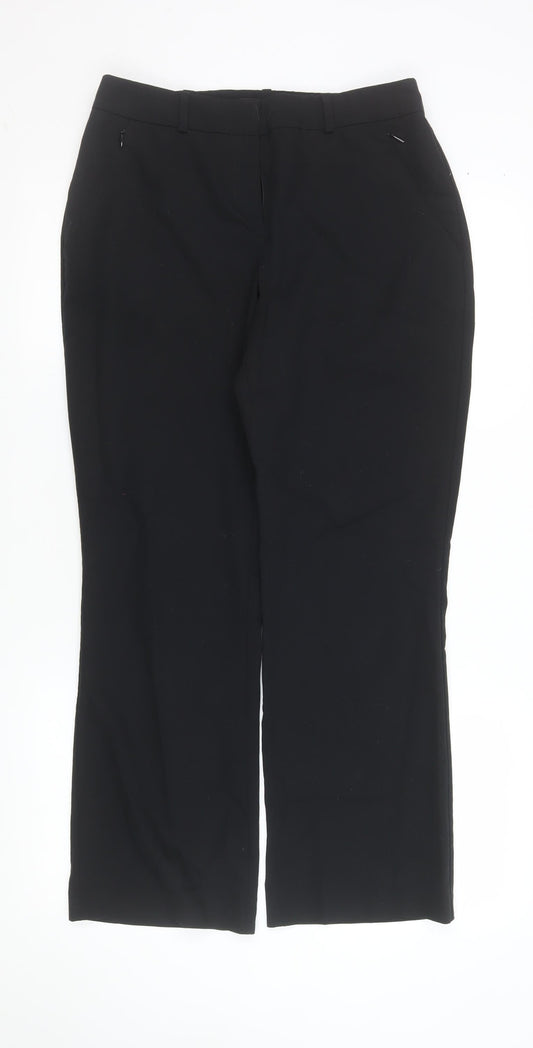 Additional front view of Dunnes Women's Black Dress Pants, size 10, Straight Leg Work Trousers