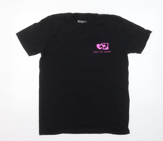 Additional front view of Missguided Women's Black S Short Sleeve Cotton Graphic T-Shirt