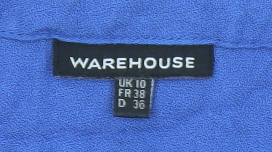 Warehouse Women Blue Zip Front Sleeveless Tunic Blouse Size 10