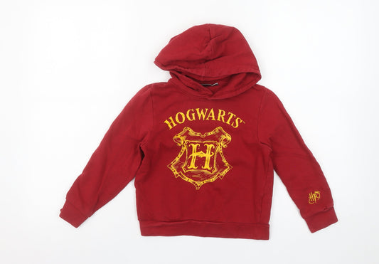 Harry Potter Boys Red Hoodie 5-6 Years Hogwarts Cotton Pullover