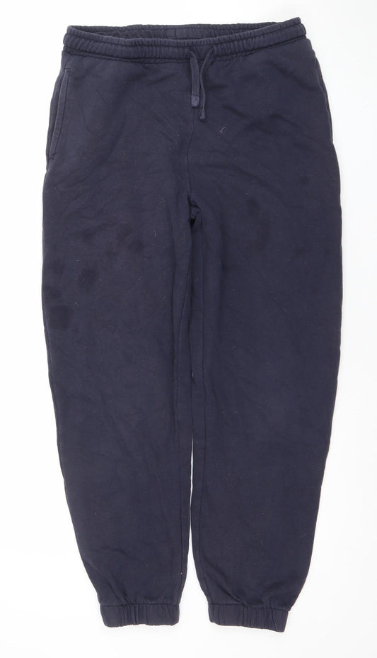 Additional front view of Marks & Spencer boys’ blue cotton jogger sweatpants 13 years