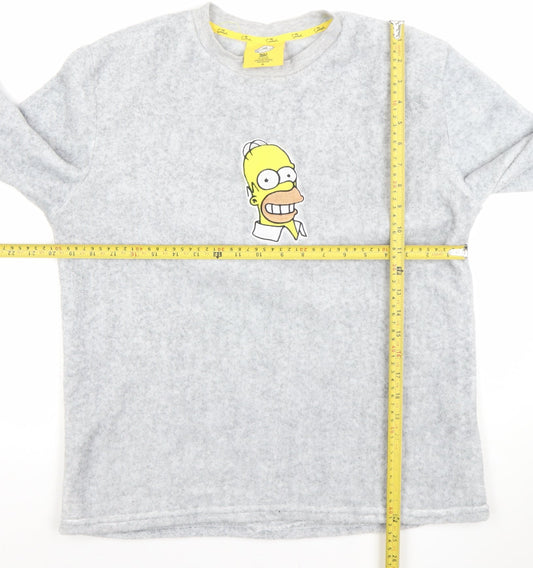 Back view of The Simpsons Men's Grey Long Sleeve Pyjama Top - Medium