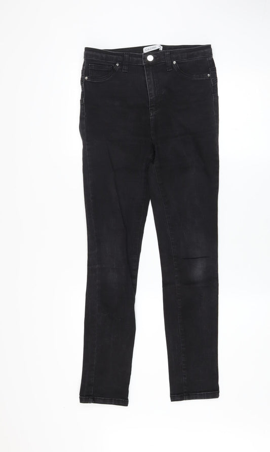 Additional front view of Gallery Women Black Skinny Jeans UK 10 High Rise Stretch Denim