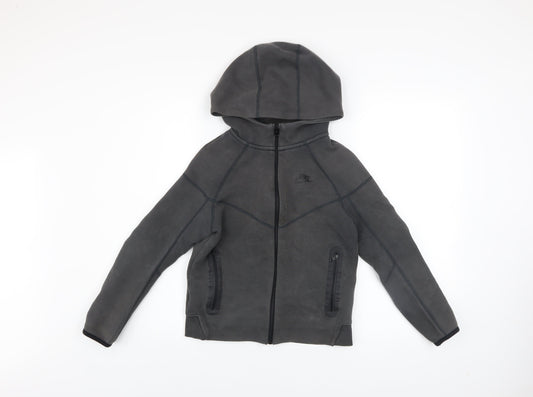 Nike Boys Grey Full Zip Hoodie M 137-147cm Cotton Blend Sportswear