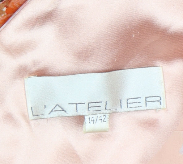 L'Atelier Womens Pink Floral Bodycon Dress Size 14 Elegant Wedding