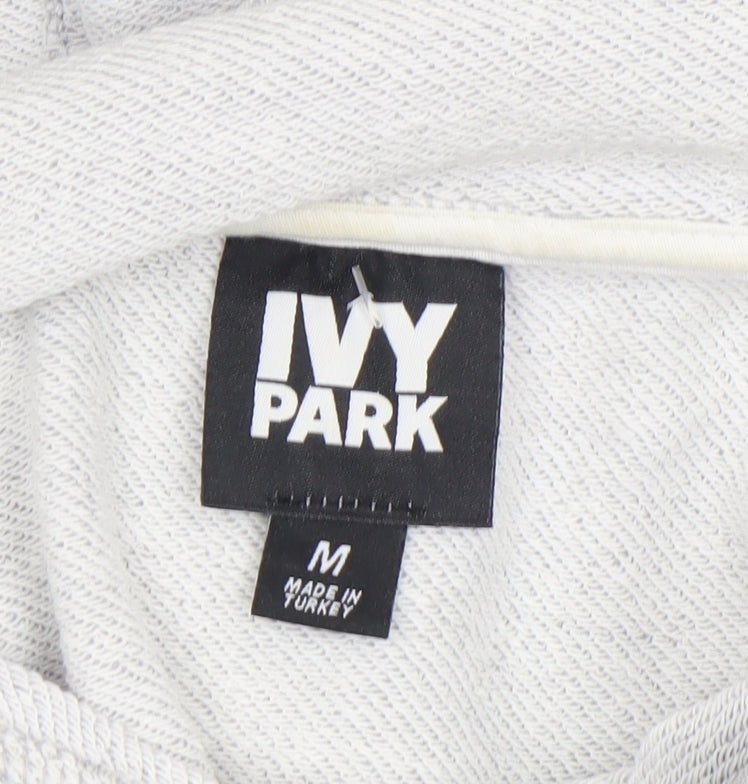 Additional view of Ivy Park Women's Grey Cropped Hoodie, size M, Drawstring Pullover