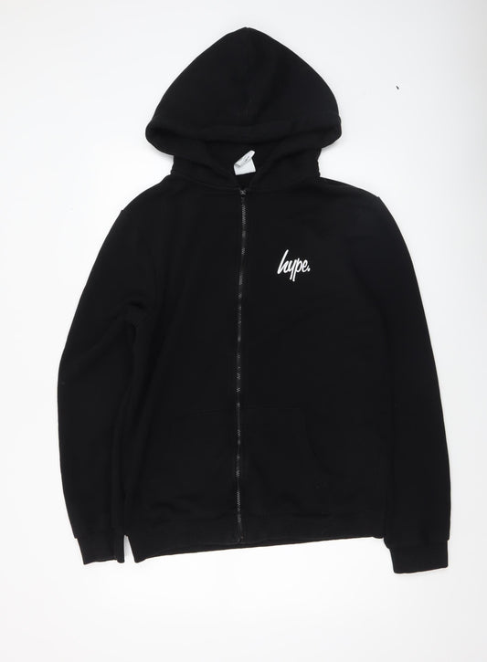 Hype Womens Black Full Zip Hoodie Size 14 Cotton Blend