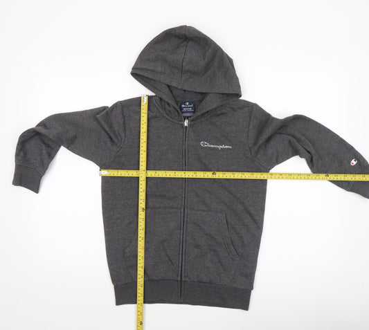 Champion Boys Grey Full Zip Hoodie Medium 9-10 Years Cotton Blend