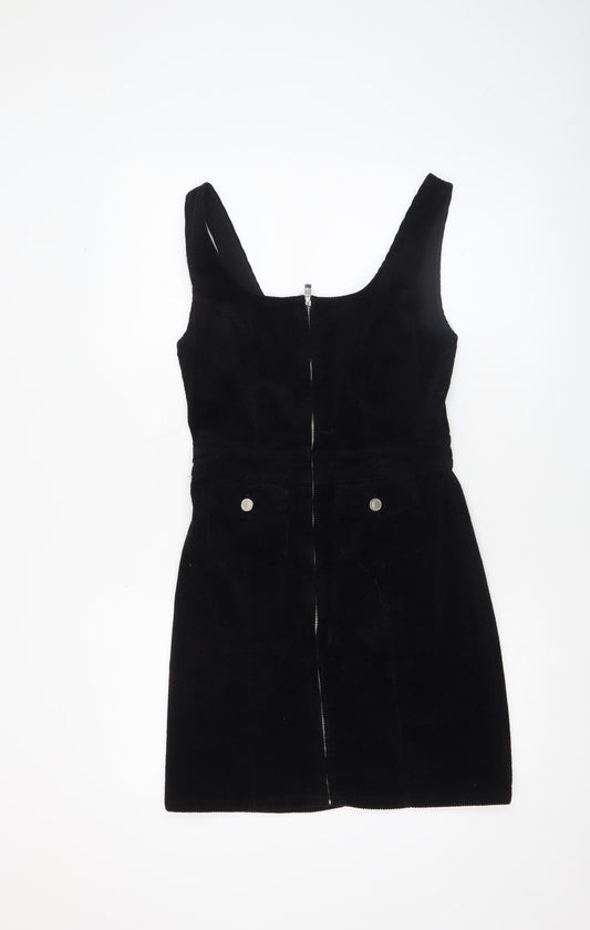 Additional front view of Denim Co. Women's Black Corduroy Pinafore Dress, size 8