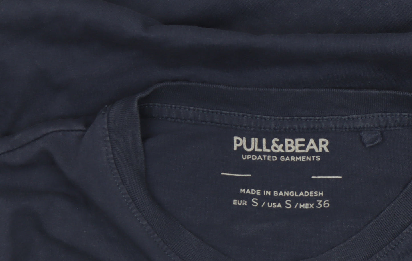 Pull&Bear Men's Navy Colourblock Crew Neck Cotton T-Shirt Size S