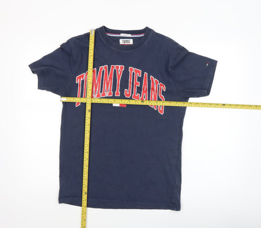 Tommy Jeans Men's Blue Regular Fit Cotton Logo T-Shirt Size S