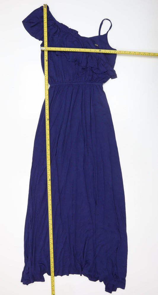 U.S. Polo Assn. Women's Blue One Shoulder Maxi Dress Size L