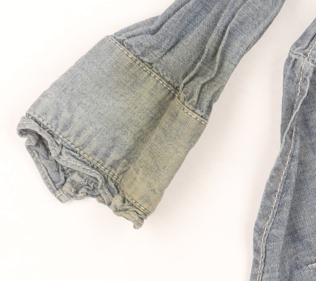 Additional view of GapKids girls’ blue denim button-up ruffle shirt long sleeve 7 years