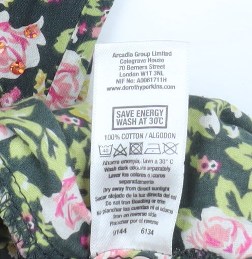 Dorothy Perkins Women’s Multicoloured Floral A-Line Cotton Dress Size 10