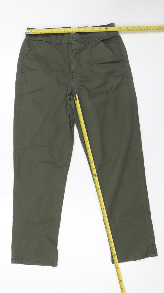 Dunnes Stores Boys Green Chino Trousers 27in Waist Cotton Elastane