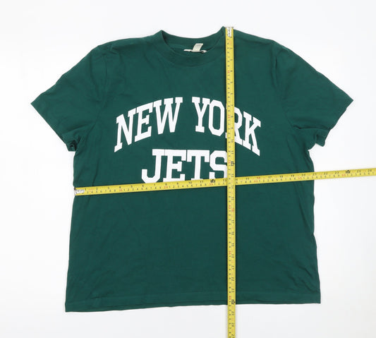 NFL Womens Green New York Jets T-Shirt L Short Sleeve Cotton Sports Top