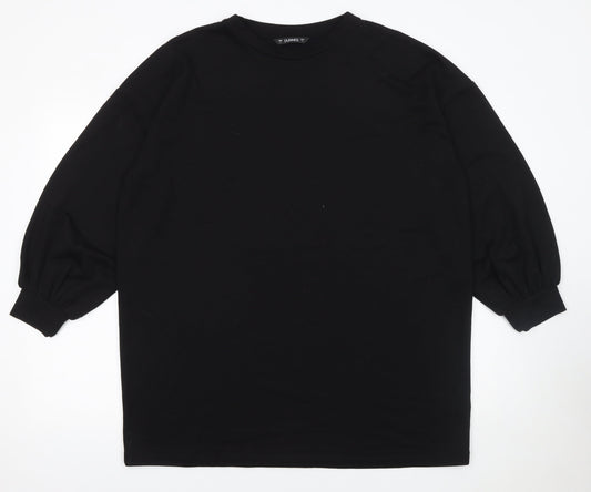 Additional front view of Dunnes Women Black Long Sleeve Crew Neck Jersey Top, size L