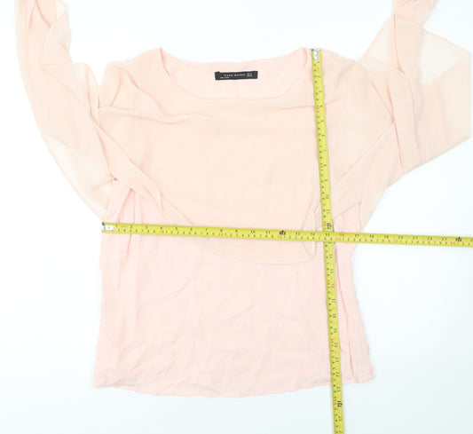 Zara Woman Pink Chiffon Layered Tunic Blouse Size 10